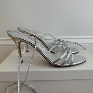 Manolo Blahnik Metallic Silver Heels